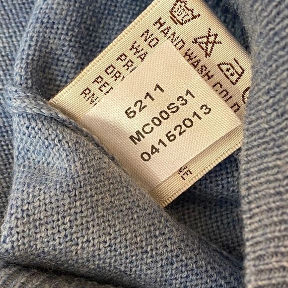 Peter Millar V-Neck Sweater long sleeve merino wool blue Large - Picture 16 of 16